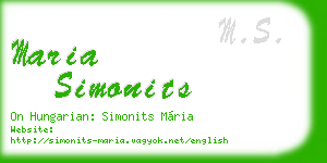 maria simonits business card